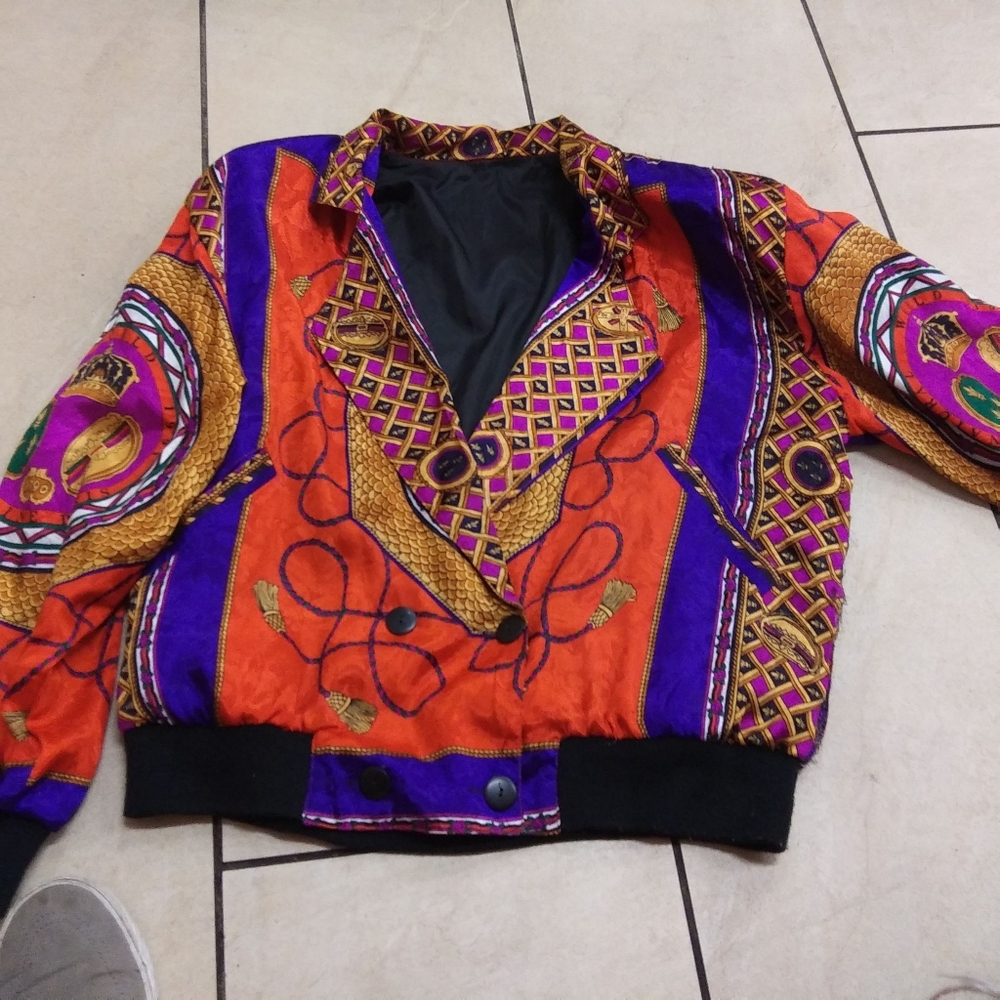 Vtg 1991 Celine Paris Natural World Silk Bomber